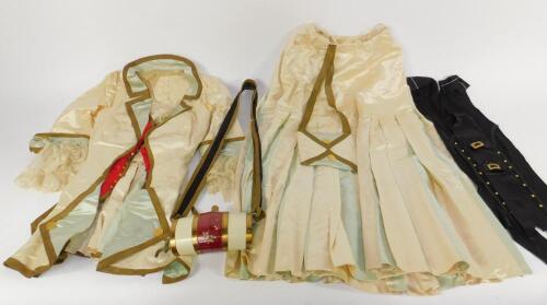 A Georgian style cream and turquoise silk lady's costume