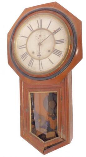 An Ansonia Clock Company octagonal cased drop dial walnut wall clock