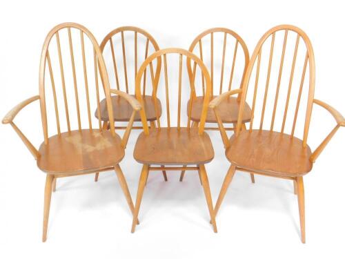A set of five Ercol beech and elm kitchen chair