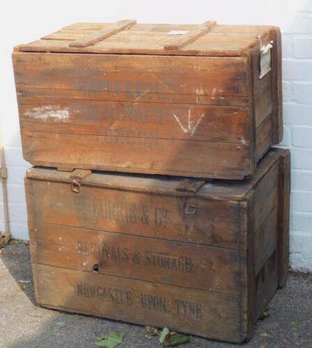 Two early 20thC pine removals and storage boxes