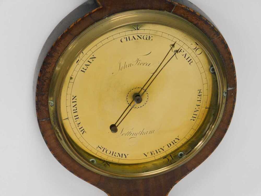 A George III mahogany and inlaid wheel barometer, by John Fiora of ...
