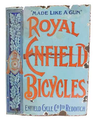 A ROYAL ENFIELD BICYCLES enamel advertising sign, MADE LIKE A GUN, ENFIELD CYCLE CO LTD REDDITCH,...