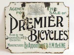 A PREMIER BICYCLES enamel advertising sign, AGENCY FOR THE SALE OF PREMIER CYCLES by Appointment... - 3