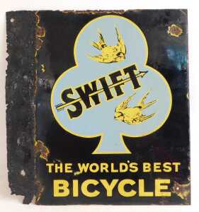 A SWIFT enamel advertising sign, THE WORLD'S BEST BICYCLE, with spade light blue motif and... - 3