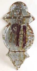 A CENTAUR CYCLES enamel advertising sign, formed as the Centaur crest, dated 1876, white ground... - 3