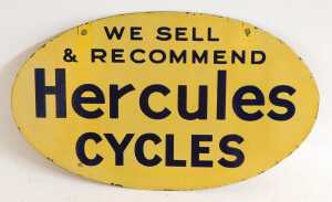 A Hercules CYCLES enamel advertising sign, WE SELL & RECOMMEND Hercules CYCLES, oval form,... - 3