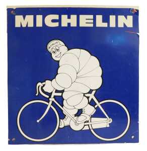 A MICHELIN advertising poster, on plastic board with vinyl wrap, blue ground depicting the...