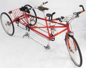 A Cyclon 3x2 tandem trike, with a red painted frame, Sellem Italia Turbo front seat and Selle... - 3