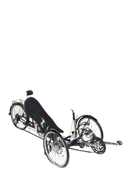 An Inspired Cycle Engineering (ICE) recumbent tricycle, on a green T45 Carbon Manganese steel...