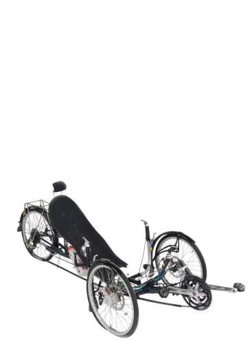 An Inspired Cycle Engineering (ICE) recumbent tricycle, on a green T45 Carbon Manganese steel...