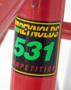 A Reynolds tricycle, the red model 531 frame with Barron advertising, having racing style... - 7