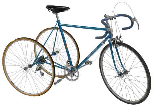 A Higgins Ultralite tricycle, the turquoise frame with crest, having GB chrome handles and Super...