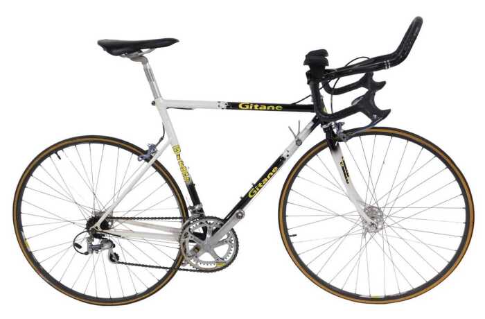 A Gitane bicycle, the Columbus Gara Conform black and white frame with adjustable racing...