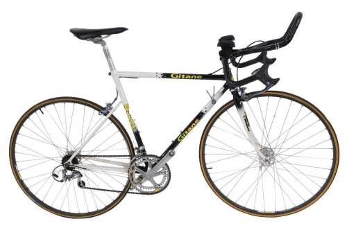 A Gitane bicycle, the Columbus Gara Conform black and white frame with adjustable racing...