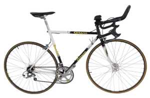 A Gitane bicycle, the Columbus Gara Conform black and white frame with adjustable racing...