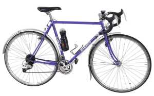 A Barron bicycle, the Reynolds 531 purple frame with Cirelli handlebars and Shimano 105 brakes,...