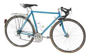 A Reynolds 531 turquoise frame bicycle, with Cirelli hard handlebars, Cat Eye CCCL200 cordless 2...