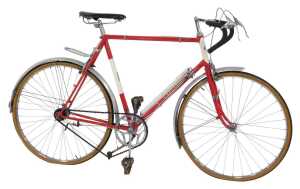 A Carlton Cycles Flyer bicycle, with a Reynolds 537 red and white frame, with TB component...