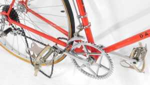 A Dayton Cycle bicycle, with a red frame and crest, Velrome chrome handlebars and Universal... - 5