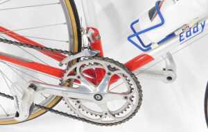 An Eddy Merckx bicycle, with a red, blue and white Columbus SL frame, with applied labels and... - 5