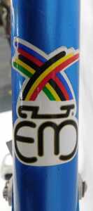 An Eddy Merckx bicycle, with a red, blue and white Columbus SL frame, with applied labels and... - 9