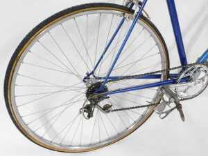 A Carpenter bicycle, the blue frame with M Kit chrome handlebars, Universal Super 68 brakes, and... - 6