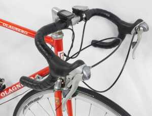 An Olagnero bicycle, the red Columbus Cara frame, with bound handlebars and Shimano 105 brakes,... - 3