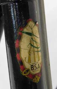A BSA lady's bicycle, the black frame with gold and red painted line decoration, mounted with a... - 6
