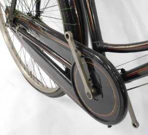 A BSA lady's bicycle, the black frame with gold and red painted line decoration, mounted with a... - 7