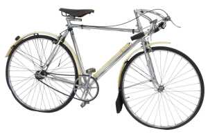 An Ellis Briggs bicycle, the Reynolds 531 chrome frame, with chrome Lion handlebars, bell, and a...