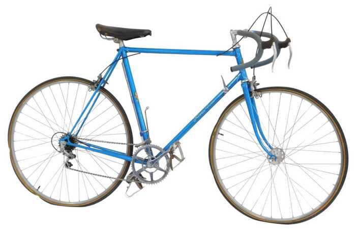An FH Grubb bicycle, the blue frame with crests, and GB chrome handlebars, CLB Professional...