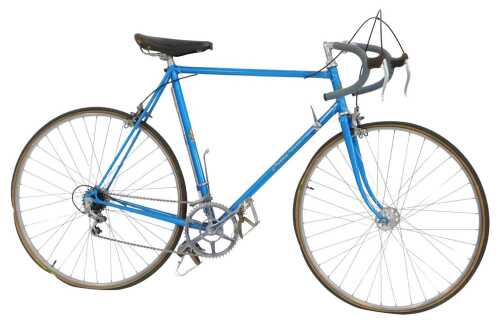 An FH Grubb bicycle, the blue frame with crests, and GB chrome handlebars, CLB Professional...