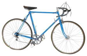 An FH Grubb bicycle, the blue frame with crests, and GB chrome handlebars, CLB Professional...