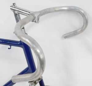 A bicycle, the blue painted frame with multicoloured banding, with handlebars stamped Cheri... - 3