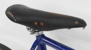 A bicycle, the blue painted frame with multicoloured banding, with handlebars stamped Cheri... - 4