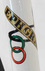 An L Ephgrave bicycle, the cream painted frame, bearing Olympic torch and rings, with Philippe... - 6