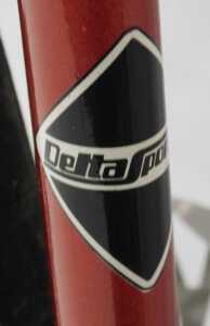 A Delta Sportive bicycle, the red bicycle frame with Zeus brakes, and a Cinelli leather seat, on... - 8