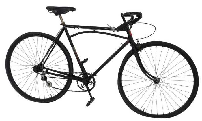 A Tridon Saint Amand Cher bicycle, the black frame with applied and later crest and some partial...