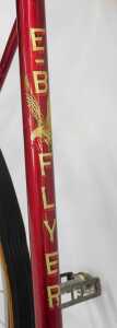 An EB Flyer red framed bicycle, with chrome handlebars, and a Lycett leather seat, on single... - 4