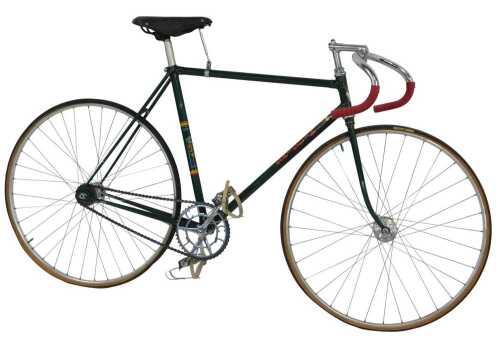 A Higgins bicycle, the green painted frame with Higgins crest, logo and lettering, with chrome...