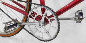 A LH Brookes bicycle, with a red frame, chrome handlebars and a Wrights leather seat, Chater-Lea... - 6