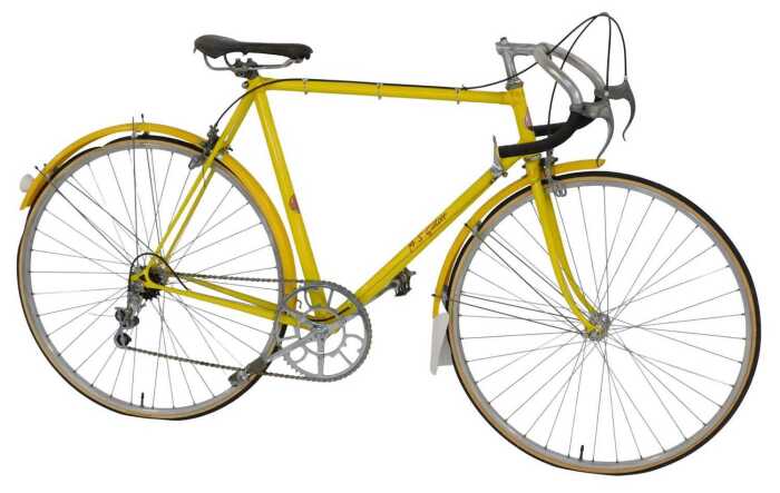 An AS Gillott bicycle, the yellow frame with Southampton Way London SE5 crest, with ALP...