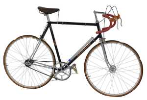 A Hetchins bicycle, with a Reynolds 531 black frame, applied advertising and a Hetchins of...
