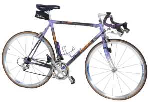 A Cadex Giant bicycle, the purple and black frame Cat Eye CCCL200 Zonda 16R Mavic frame, with...