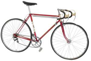 An FH Grubb bicycle, the red and cream frame with applied advertising and crest, with chrome...