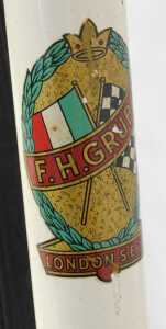An FH Grubb bicycle, the red and cream frame with applied advertising and crest, with chrome... - 7