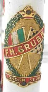 An FH Grubb bicycle, the red and cream frame with applied advertising and crest, with chrome... - 8