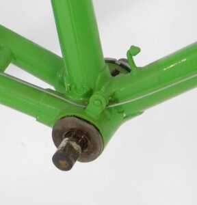 A Carlton Cycles bicycle, the lime green frame with crest and advertising, with bound handlebars,... - 6