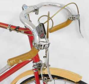 The James Arrow Ace bicycle, the Reynolds 531 red bicycle frame with chrome handlebars and Super... - 3