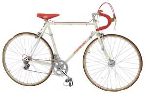 A Viscount bicycle, the cream frame with red bell and Lambert handlebars, with Spied France...